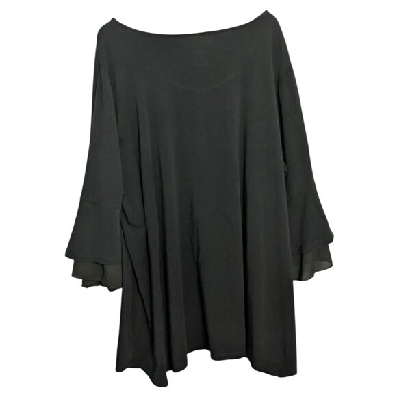 Westbound Woman Black 3X Flowy Tunic Top Ruffle Sleeves Sheer Accents - Picture 2 of 11